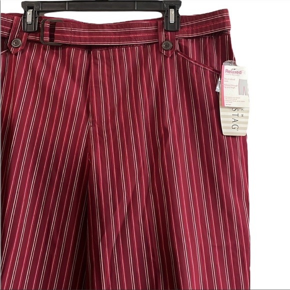WHITE STAG Maroon/White Striped Relaxed Fit Stretch Capri Size 18W NWT - Picture 3 of 4